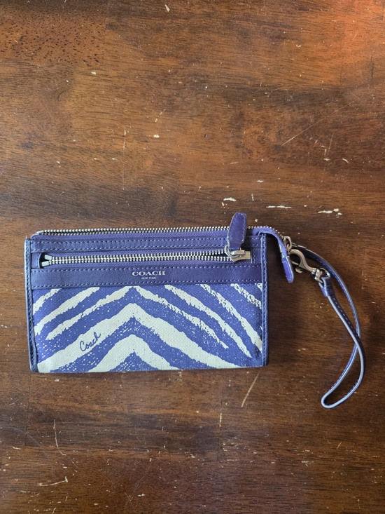 Coach Handbags - COACH Purple Zebra Print Wristlet